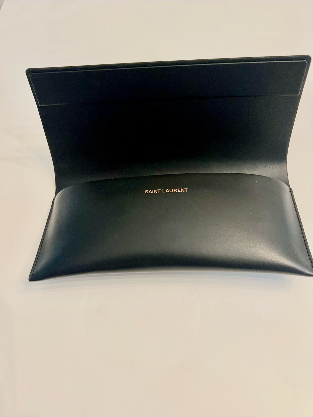 Authentic Saint Laurent Black Leather Sunglasses Case Pouch Magnetic Closure